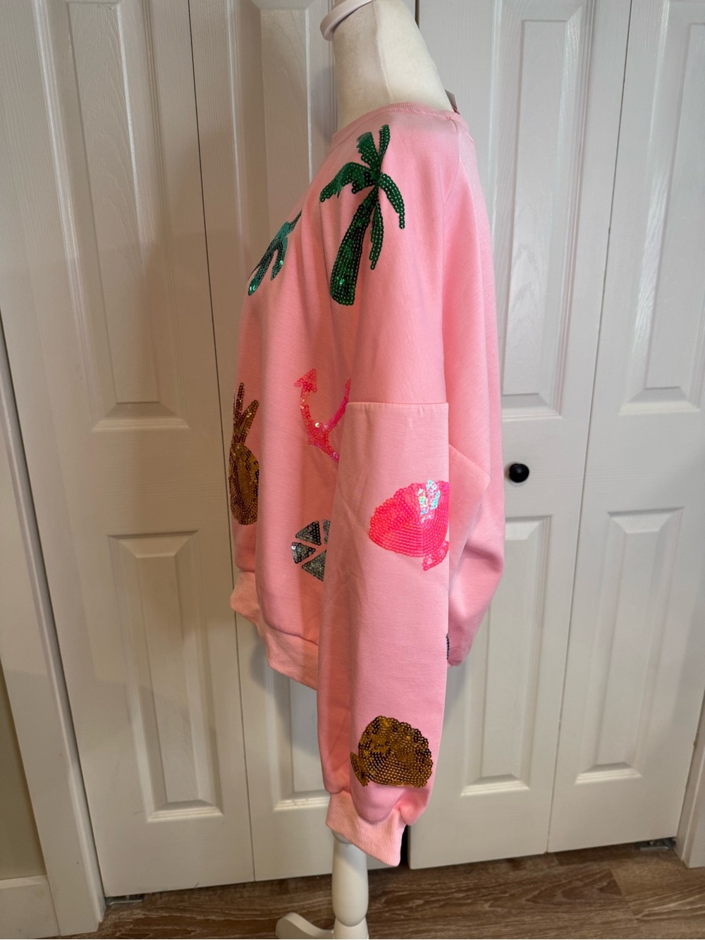 Simply Southern, Pink Sequin Coastal Sweatshirt, Size XL NWT - Picture 7 of 13